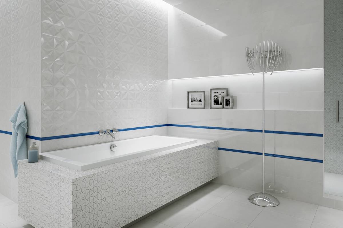 белая матовая плитка в ванной фото