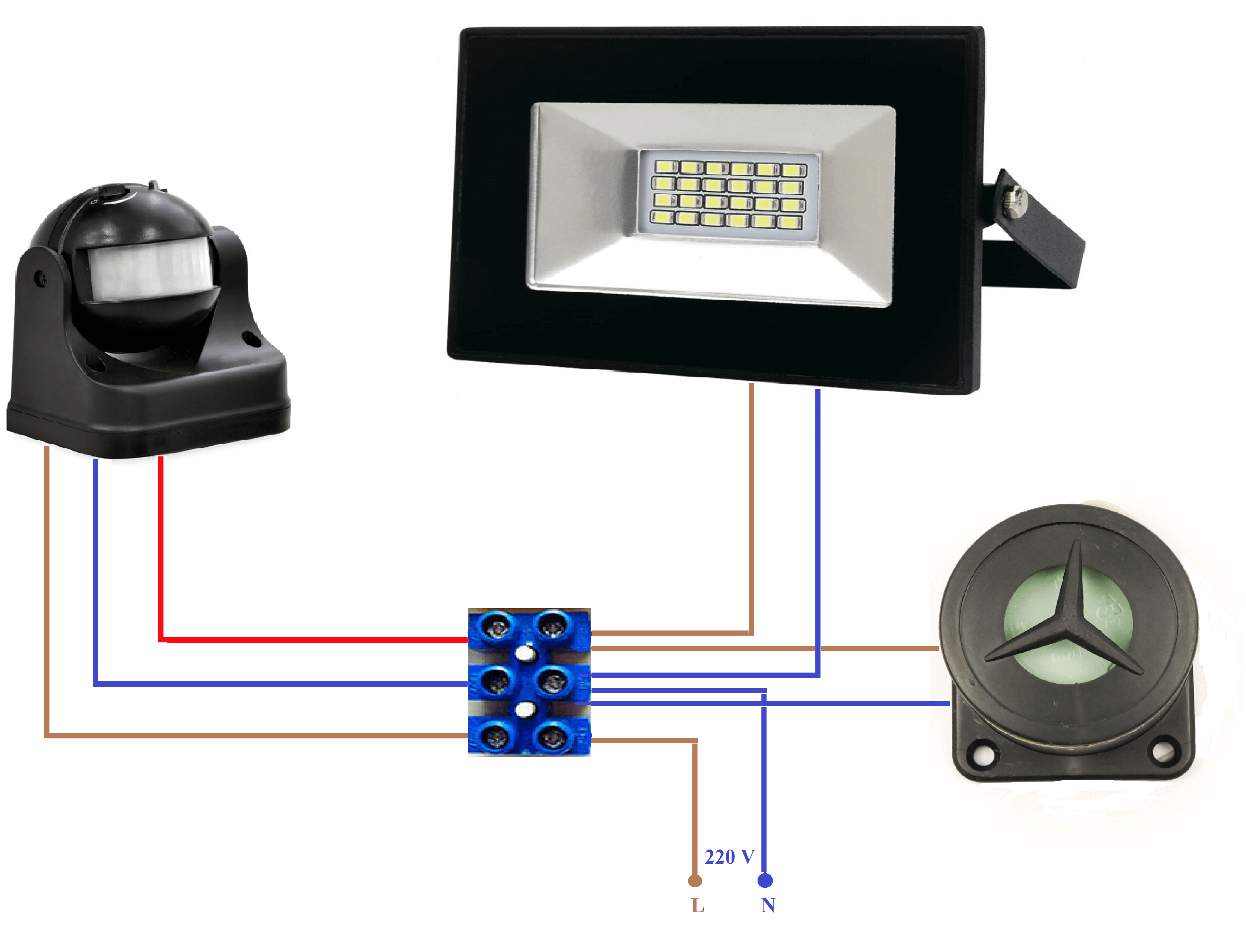 Как подключить датчик движения к прожектору: принцип работы и схемы подсоединения
