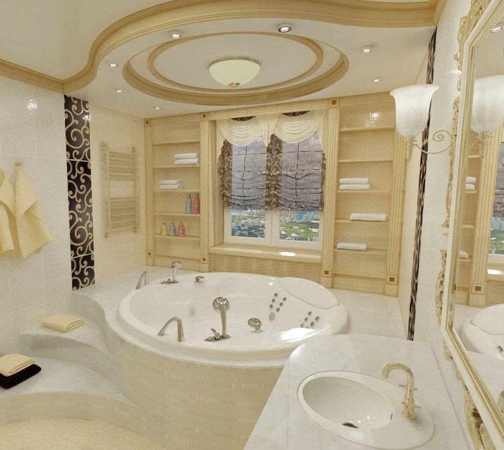 Дизайн ванной комнаты с угловой ванной 2023 года