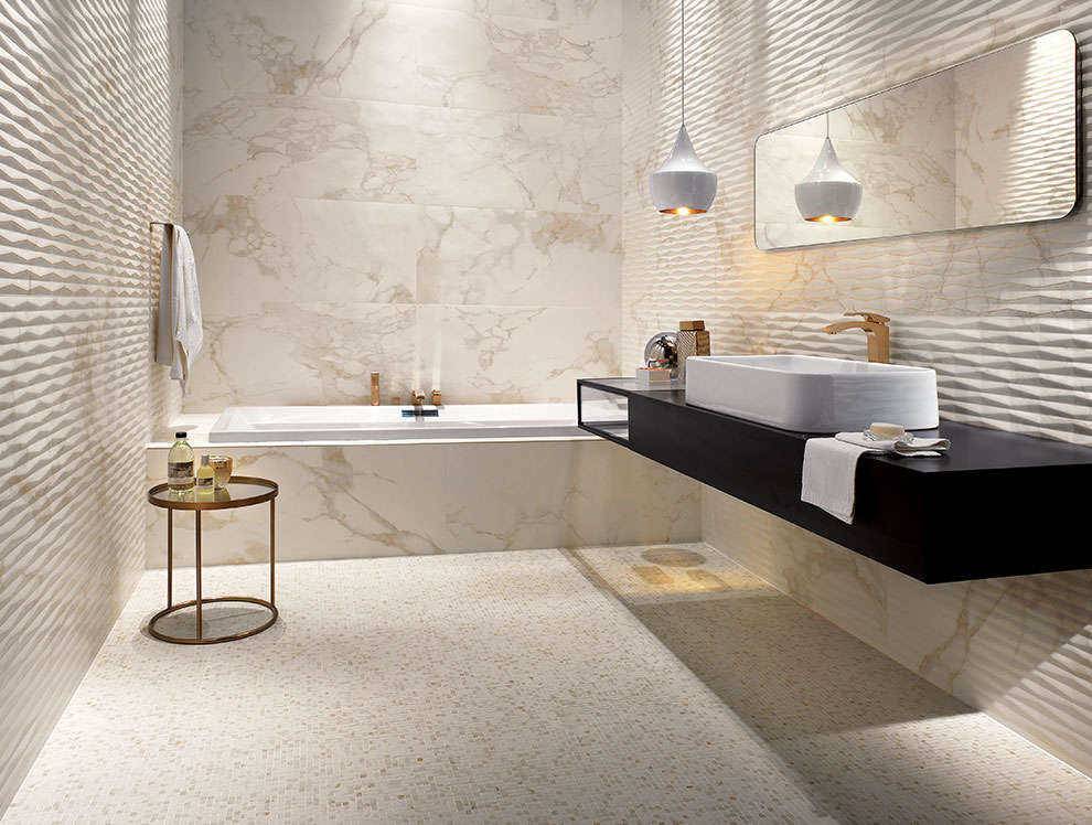 Плитка под мрамор для ванной комнаты: фото, дизайн, интересные решения (77фото)