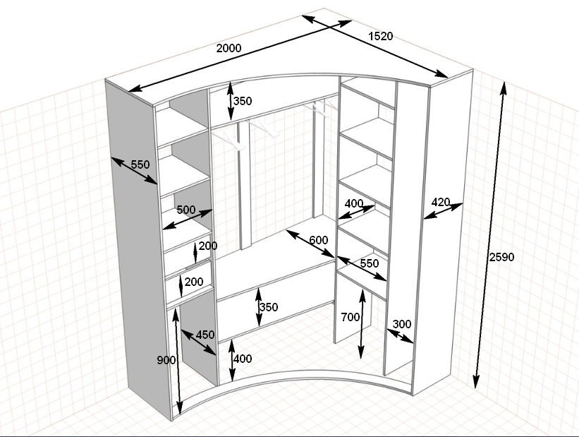 Шкаф купе угловой — внутреннее наполнение