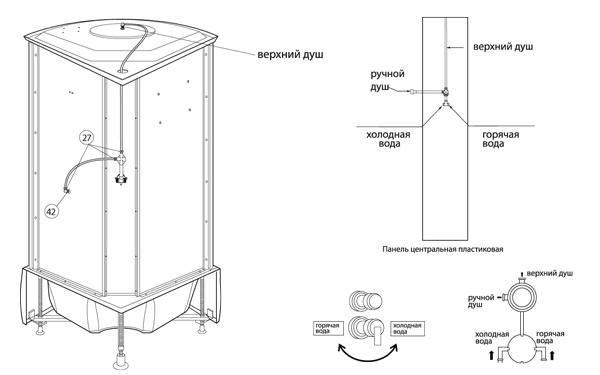 Подключение воды к душевой кабине в картинках