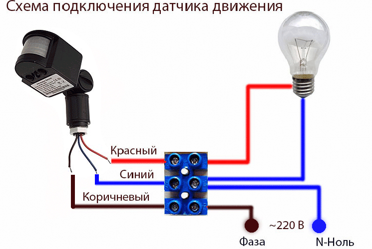 Схема установки датчика движения для включения света