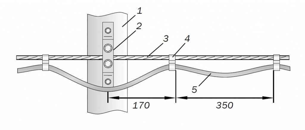 Подвеска кабеля на тросу типовой проект