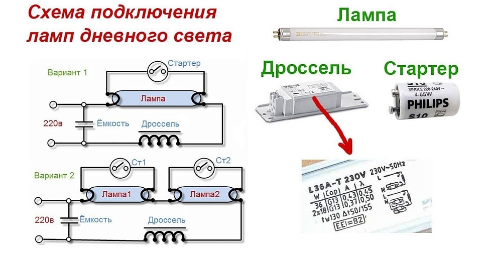Как подключить лампу дневного света: особенности схемы
