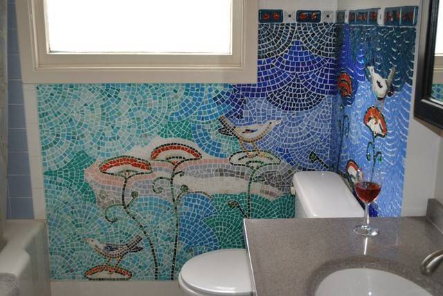Мозаика в ванной: виды, материалы, цвета, формы, дизайн, выбор места отделки