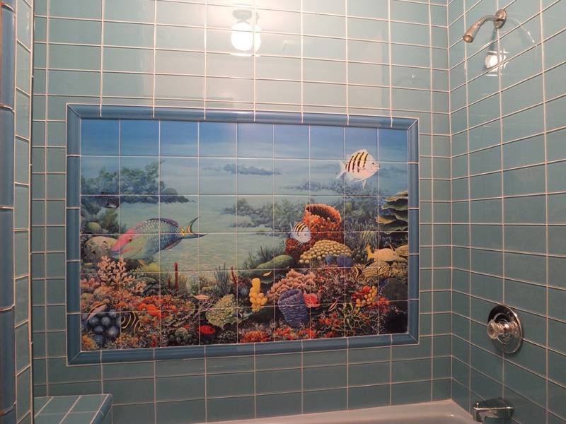Панно из плитки в ванную: фото лучших вариантов дизайна + советы, как выбрать размер и форму керамической или стеклянной плитки