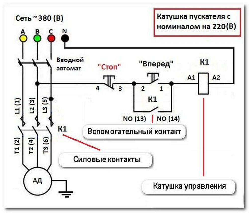 Схема подключения кнопочного поста пуск стоп к пускателю