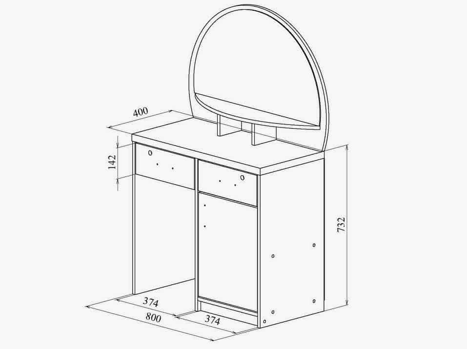 Чертежи туалетного столика