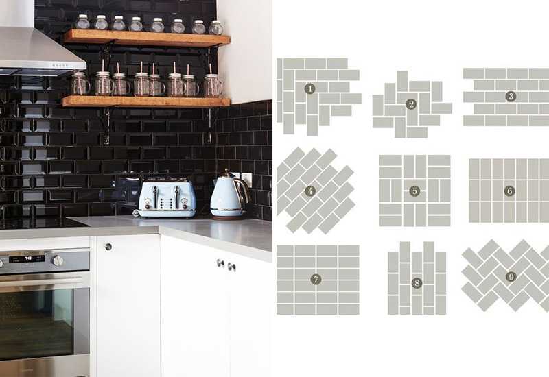 Плитка кабанчик на фартук кухни – размеры, раскладка и фото в интерьере