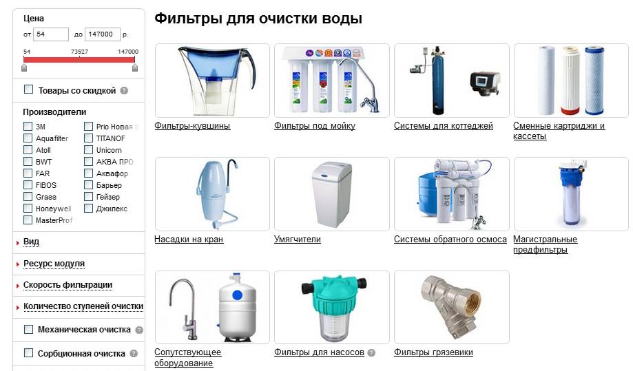 Какие бывают очищающие фильтры для воды