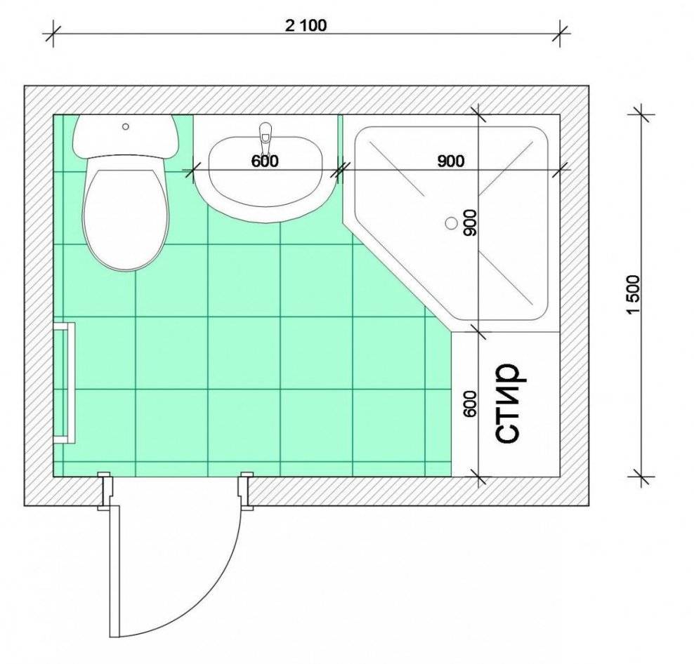 Ванная комната 2 кв м схема