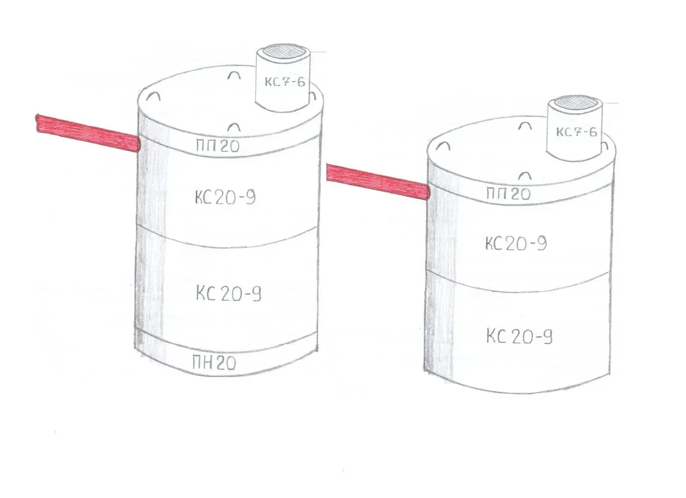 Септик из 2 колец схема